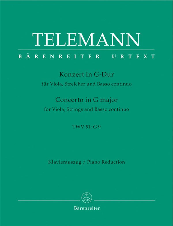 Telemann - Concerto in G TWV51:G9 - viola + piano reduction