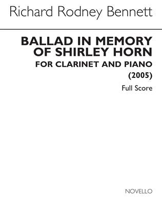 Bennett, Richard Rodney - Ballad in Memory of Shirley Horn - clarinet